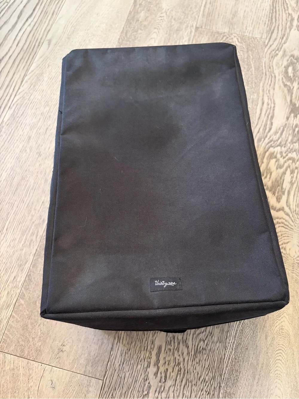 Thirty-One Gifts Black and Charcoal Fabric Storage Box with Lid - Home Org.